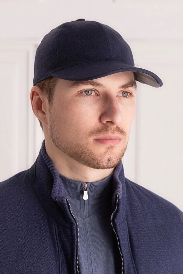 Cesare di Napoli man blue cashmere cap for men buy with prices and photos 152664 - photo 2