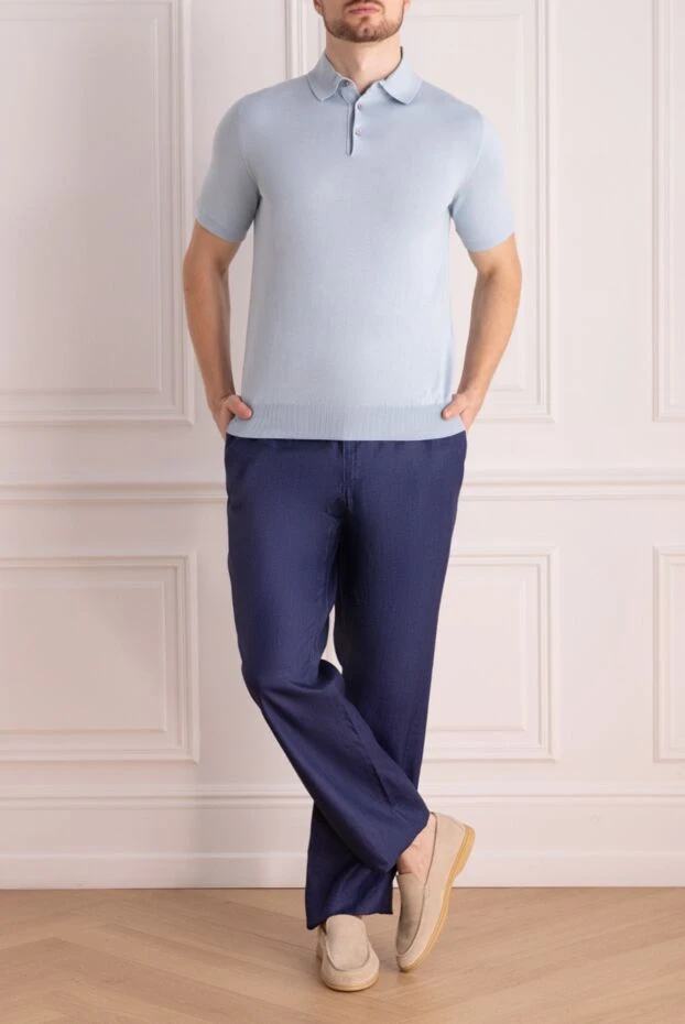 Zilli man men's blue linen trousers buy with prices and photos 152768 - photo 2