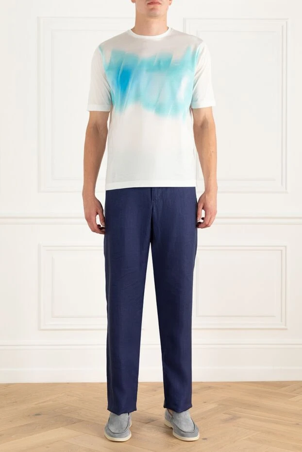 Zilli man men's blue linen trousers buy with prices and photos 152771 - photo 2