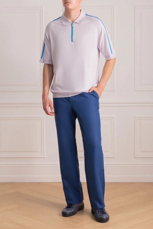 Zilli man men's blue linen trousers buy with prices and photos 152775 - photo 2