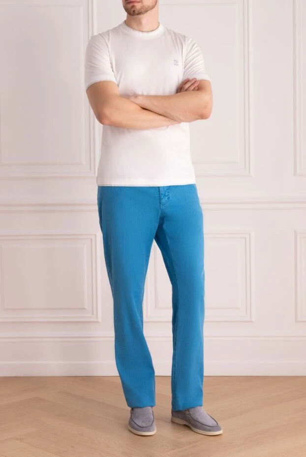 Zilli man men's blue linen and cotton trousers 152796 - photo 2