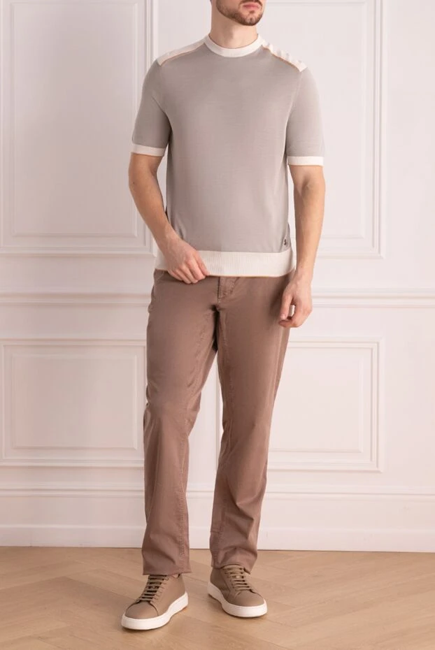 Zilli мужские брюки из хлопка и эластана коричневые мужские купить с ценами и фото 152805 - фото 2