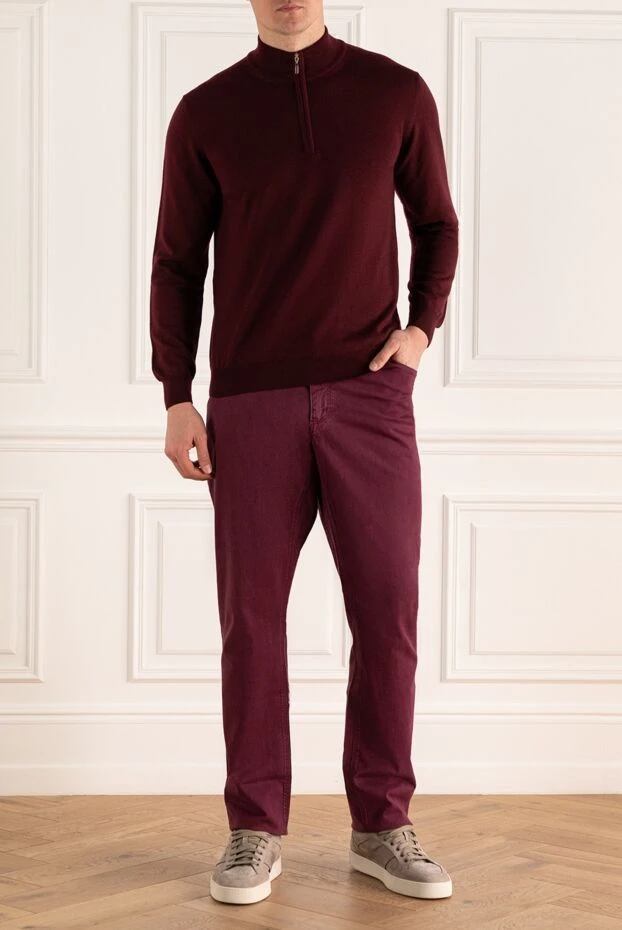 Zilli man cotton and cashmere jeans burgundy for men buy with prices and photos 152807 - photo 2