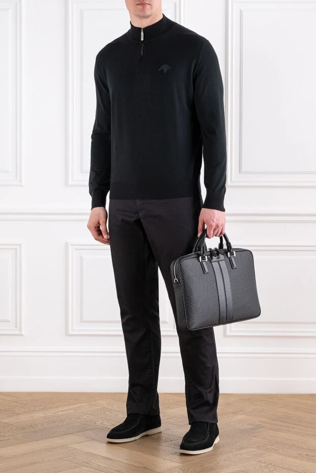 Zilli black cotton and cashmere jeans with red contrast stitching 152812 - photo 2