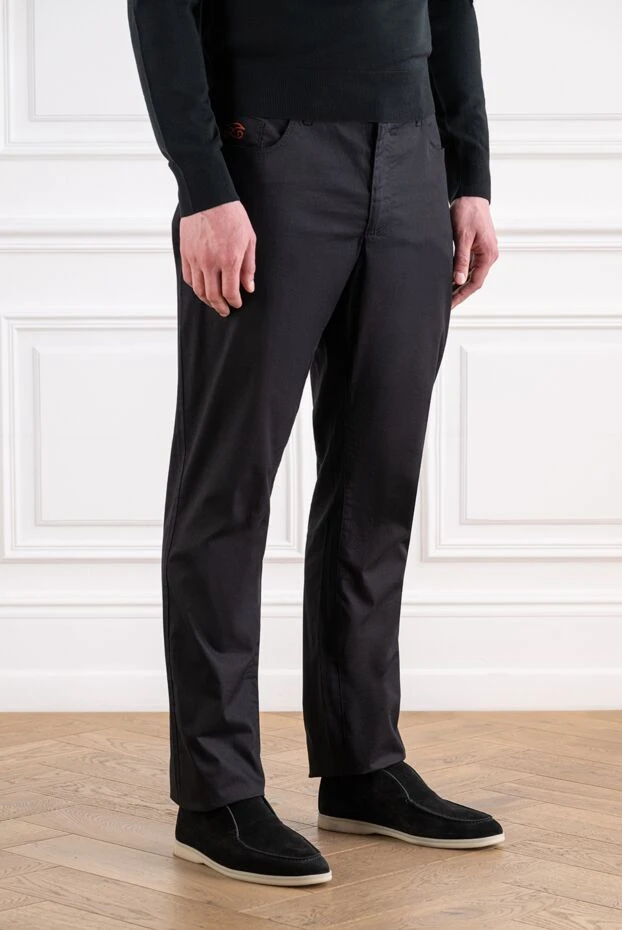 Zilli black cotton and cashmere jeans with red contrast stitching 152812 - photo 3