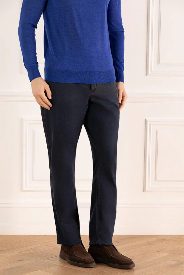 Zilli men's cotton and cashmere trousers in rich dark blue 197082 - photo 3