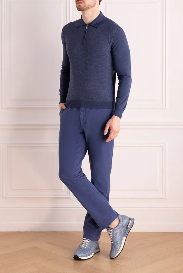 Zilli man men's blue cotton and cashmere trousers buy with prices and photos 152818 - photo 2