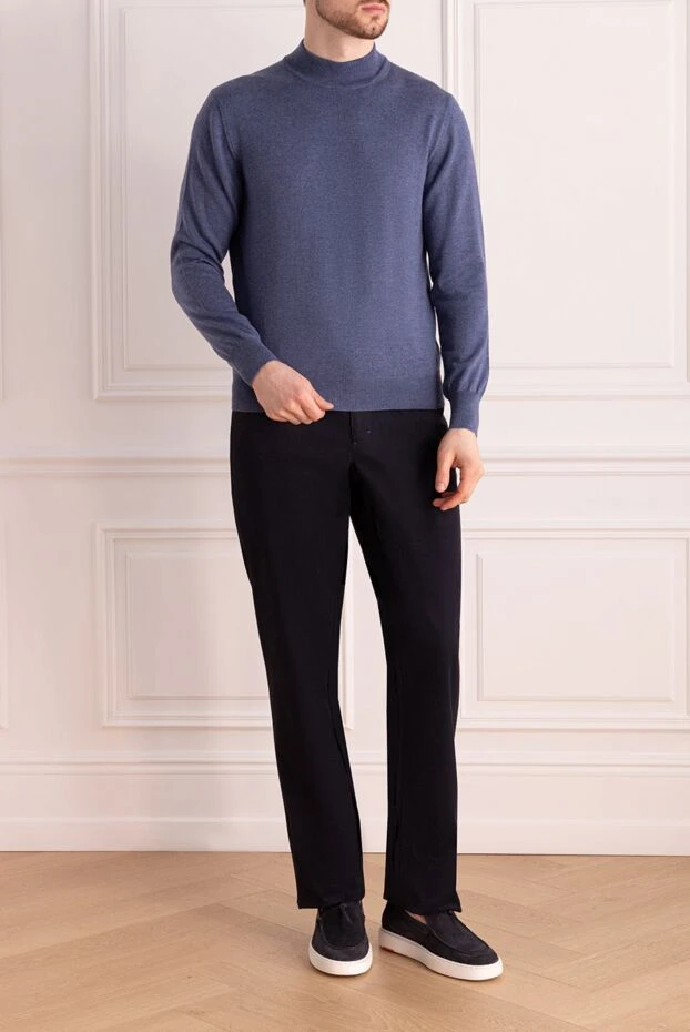 Zilli man men's blue cotton and cashmere trousers buy with prices and photos 152819 - photo 2