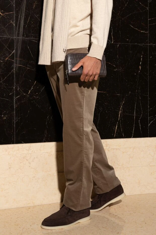 Zilli men's cotton fitted trousers light brown 152833 - photo 2