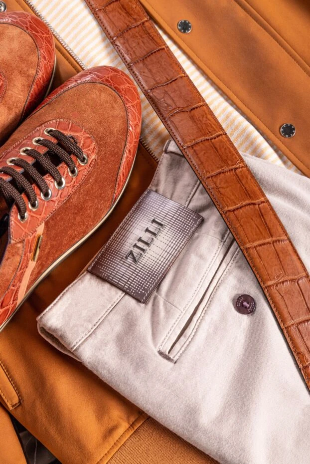 Zilli брюки мужские прямого кроя из хлопка в бежевом цвете 152846 - фото 2