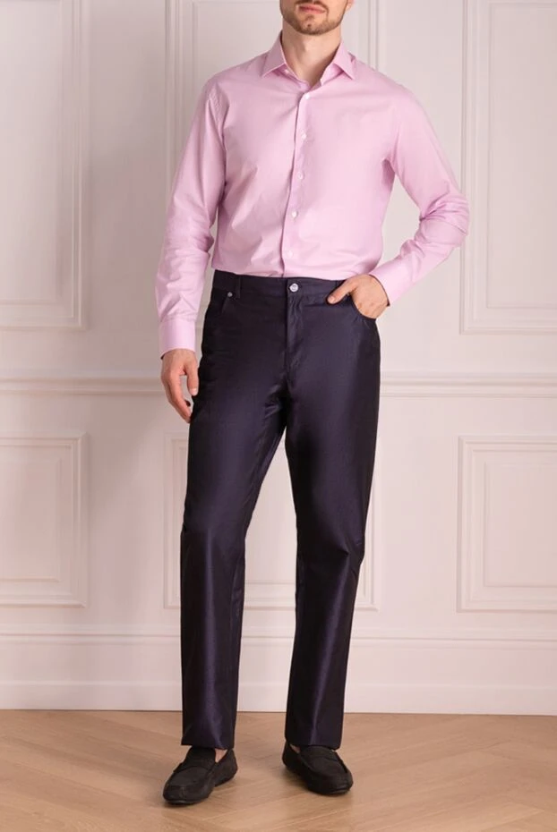 Zilli man blue cotton and silk trousers for men buy with prices and photos 152862 - photo 2