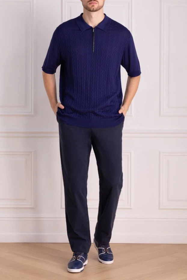 Zilli man men's blue cotton and cashmere trousers buy with prices and photos 152864 - photo 2