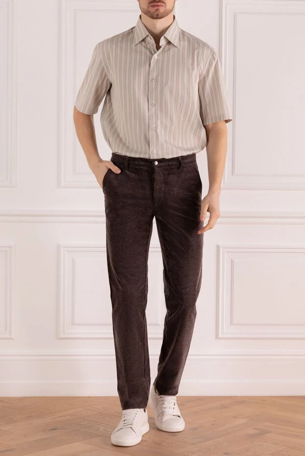 Zilli мужские брюки из хлопка коричневые мужские купить с ценами и фото 152879 - фото 2