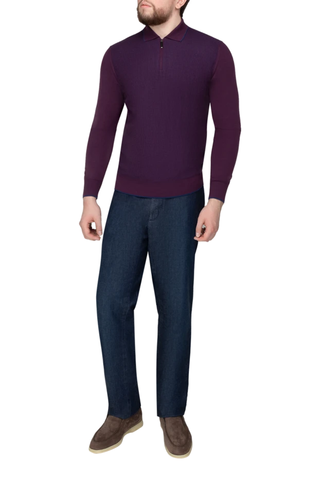 Zilli man long-sleeved polo shirt made of silk and cashmere purple for men 153013 - photo 2