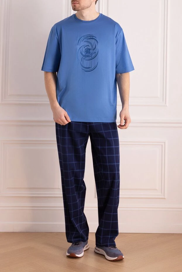 Zilli мужские футболка из хлопка голубая мужская купить с ценами и фото 152928 - фото 2