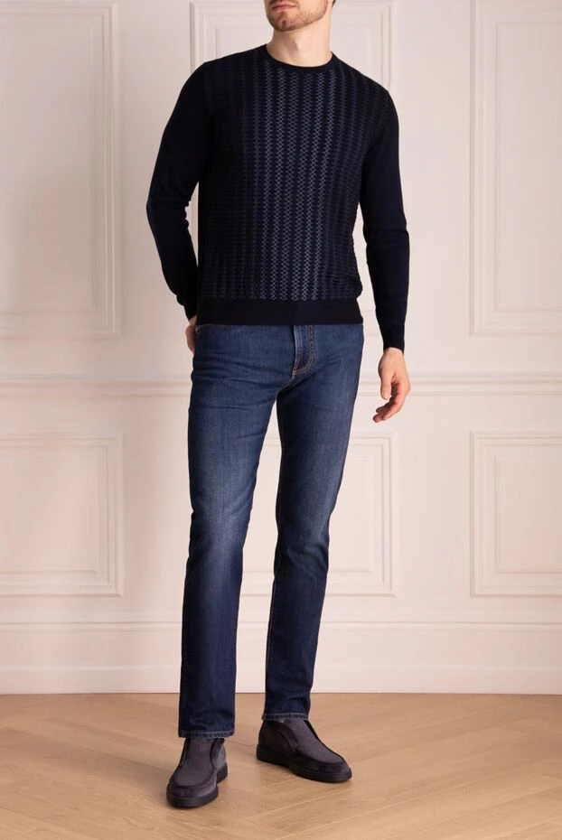 Zilli man silk and cotton jumper blue for men buy with prices and photos 152939 - photo 2