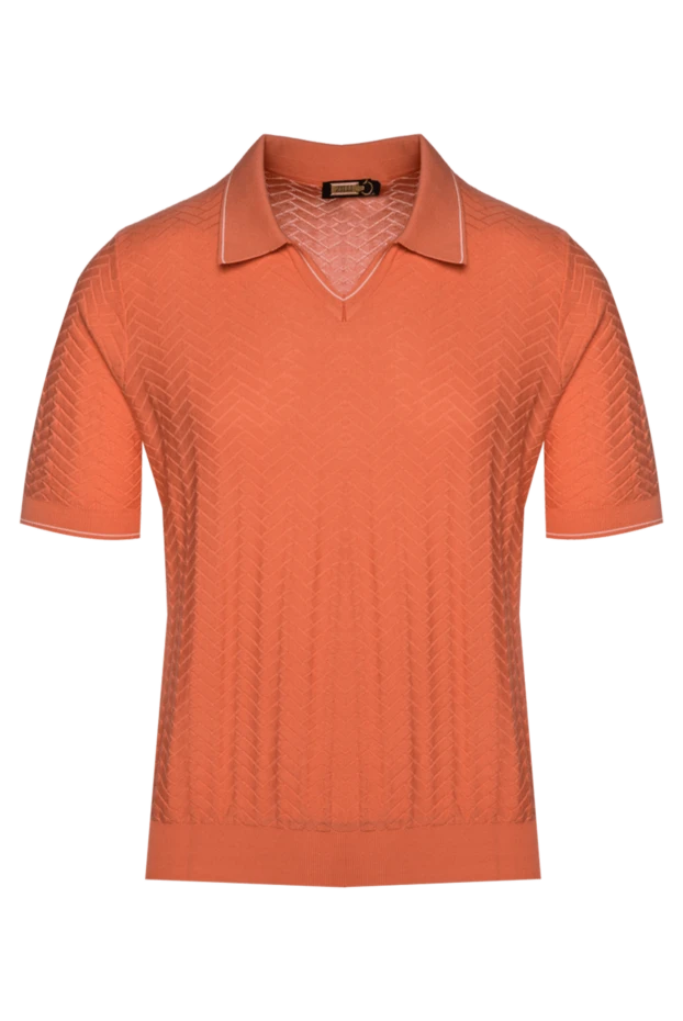 Zilli orange cotton polo shirt with open collar and textured pattern for men 196318 - photo 1