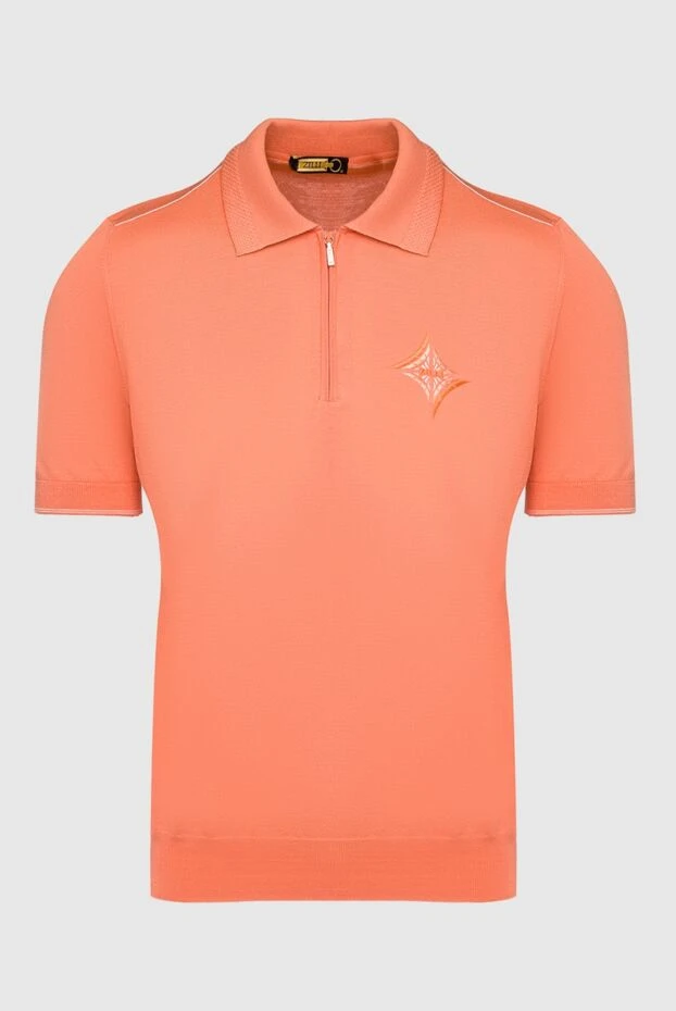 Zilli orange polo shirt made of cotton and silk with embroidered brand emblem for men 196319 - photo 1