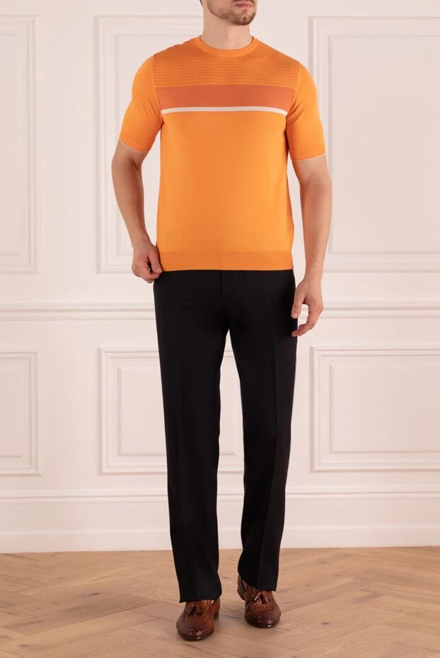 Zilli мужские джемпер с коротким рукавом из хлопка и шёлка оранжевый мужской купить с ценами и фото 152953 - фото 2