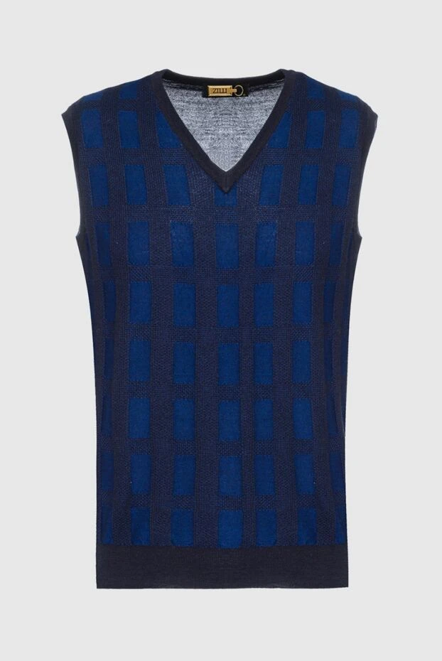 Men's cashmere and silk vest blue