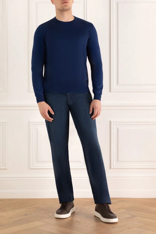 Zilli man silk and cotton jumper blue for men buy with prices and photos 152960 - photo 2