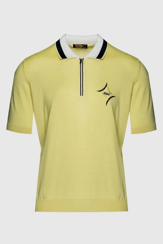 Zilli lemon colored polo shirt with short sleeves and contrast collar with zip 196327 - photo 1