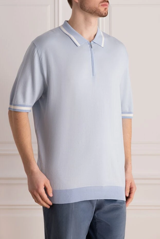 Zilli man cotton and silk polo blue for men 153548 - photo 3