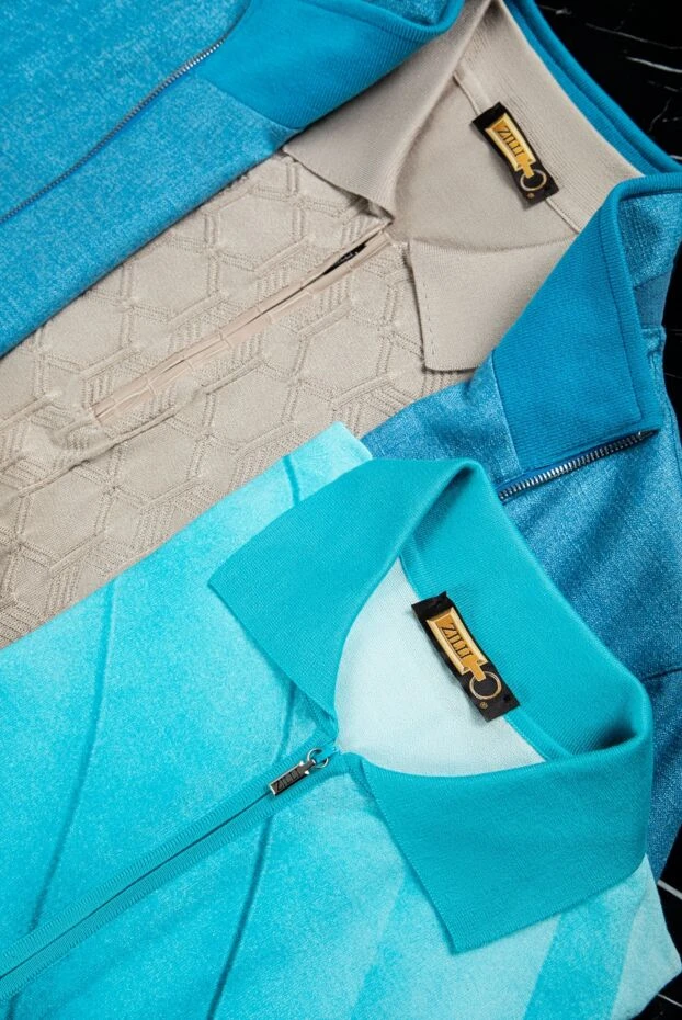 Zilli поло бавовняне блакитне у градієнтний візерунок чоловіче 153006 - фото 2