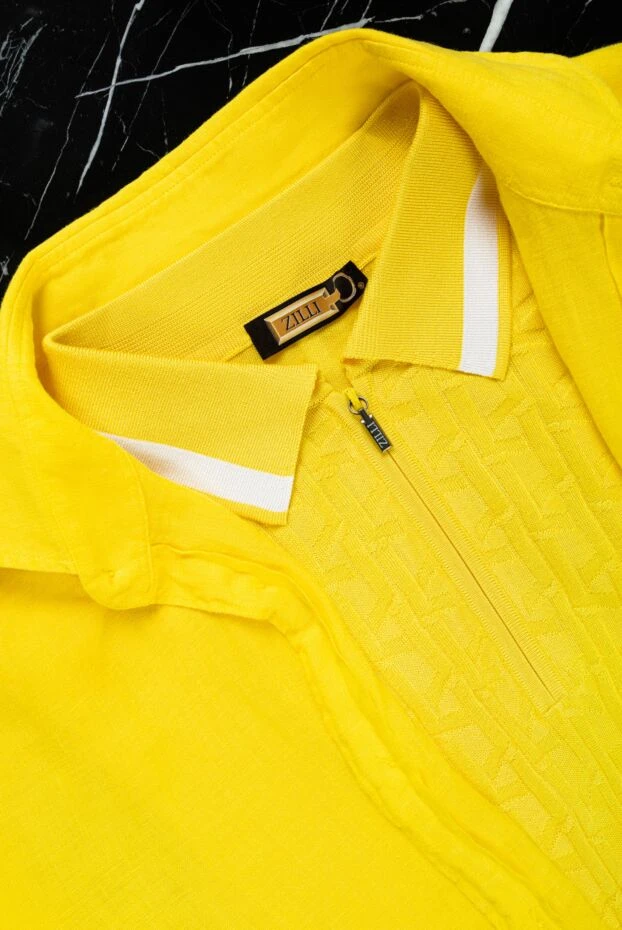 Zilli yellow polo shirt with zip made of silk with a relief pattern 153007 - photo 2