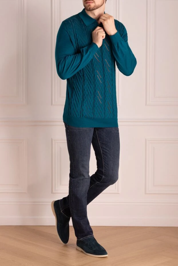 Zilli man long sleeve polo in silk and cashmere green for men buy with prices and photos 153011 - photo 2