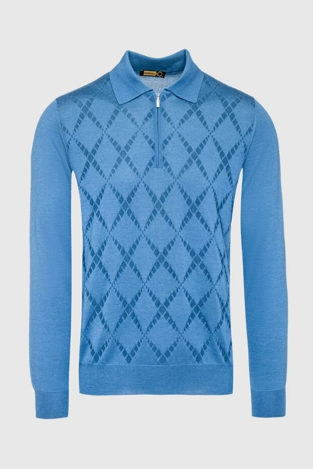 Zilli man silk and cashmere long sleeve polo blue for men buy with prices and photos 153014 - photo 1