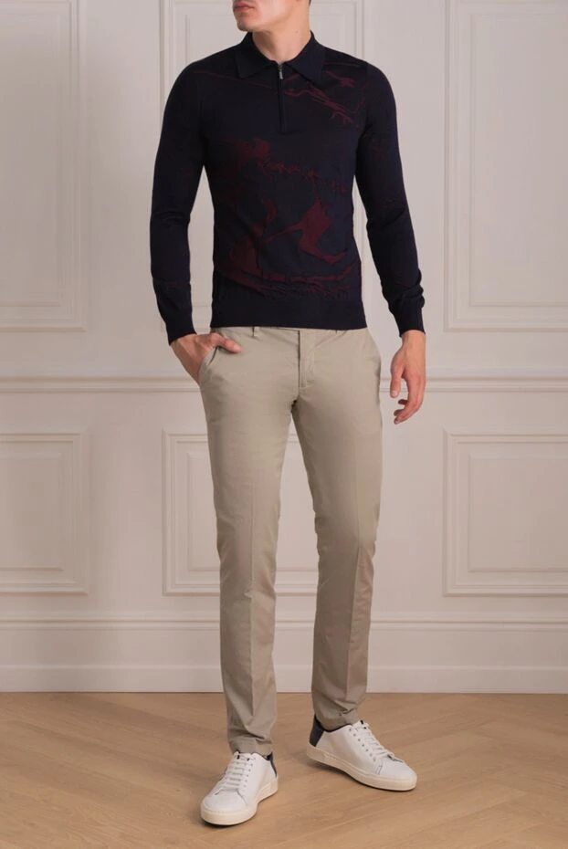 Zilli man men's blue long sleeve silk and cashmere polo buy with prices and photos 153019 - photo 2
