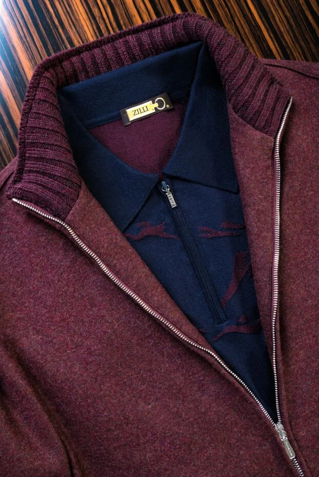 Zilli men's long sleeve blue polo shirt with abstract contrasting pattern 153019 - photo 2