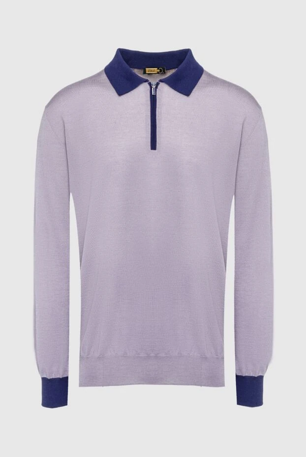 Zilli man men's long sleeve silk and cashmere polo shirt purple buy with prices and photos 153023 - photo 1