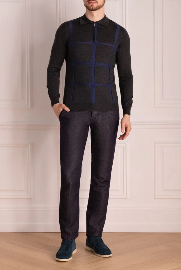 Zilli man long sleeve polo in silk and cashmere gray for men buy with prices and photos 153030 - photo 2
