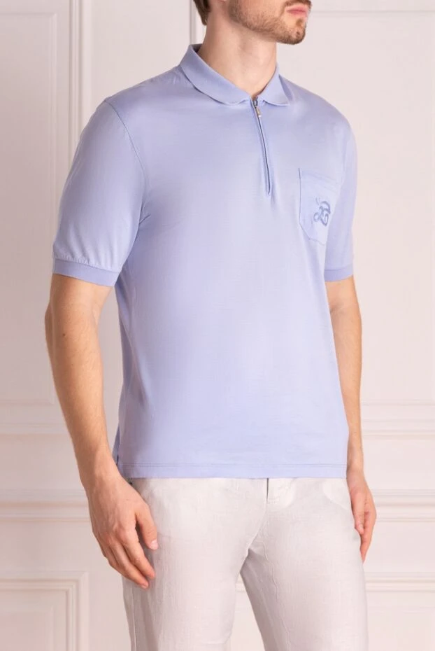 Zilli man cotton and silk polo blue for men 153548 - photo 3