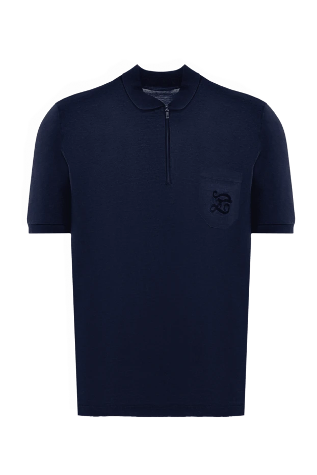 Zilli dark blue cotton polo shirt with decorated chest pocket for men 196323 - photo 1