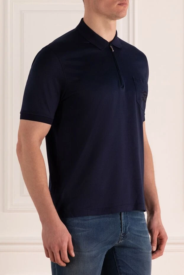 Zilli man cotton and silk polo blue for men 153548 - photo 3