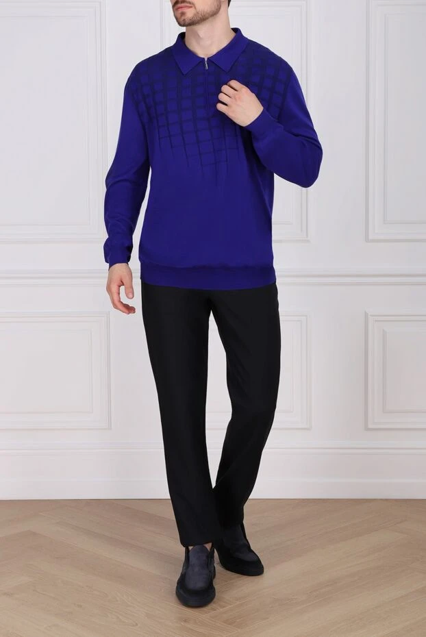 Zilli man long sleeve polo in silk and cashmere blue for men buy with prices and photos 153049 - photo 2
