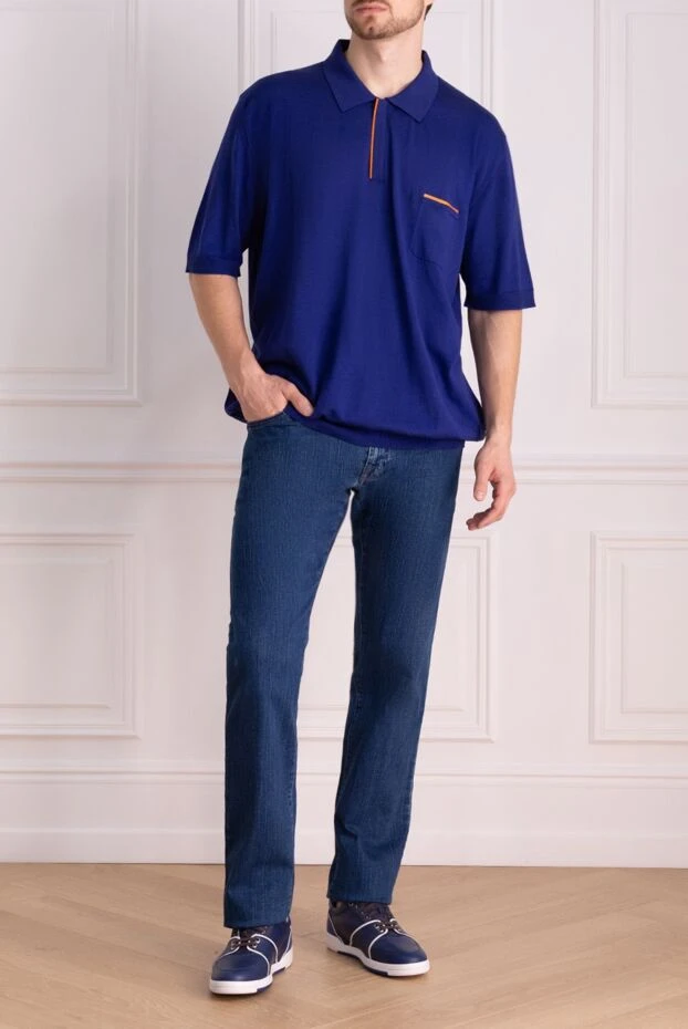 Zilli man cotton and silk polo blue for men buy with prices and photos 153052 - photo 2