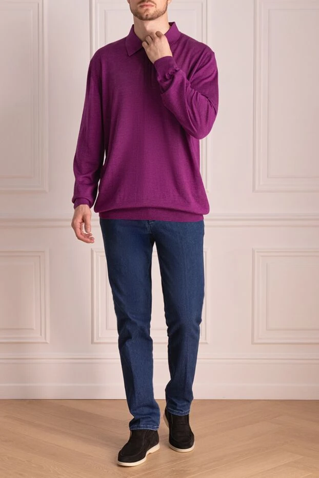 Zilli man long sleeve polo in silk and cashmere violet for men buy with prices and photos 153057 - photo 2