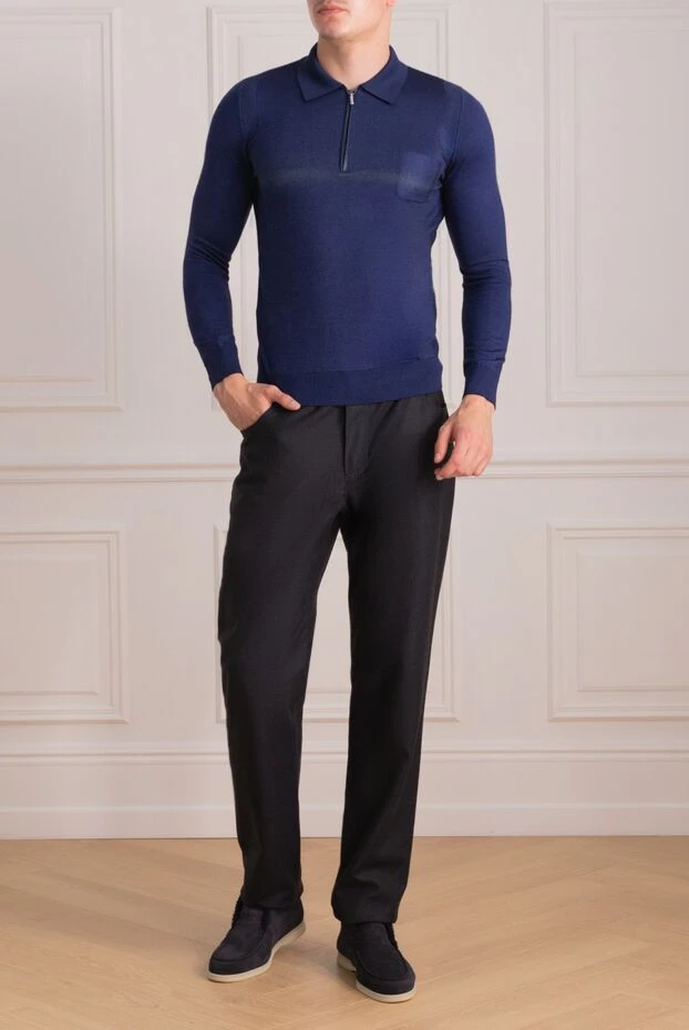 Zilli man silk and wool long sleeve polo blue for men buy with prices and photos 153067 - photo 2