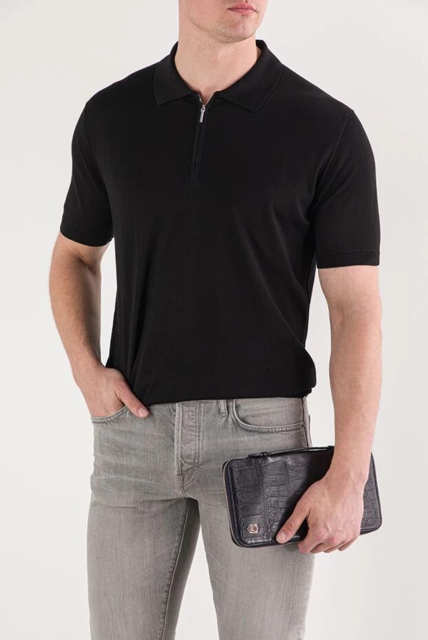 Tardini mens blue alligator leather clutch with a securing handle 153071 - photo 2