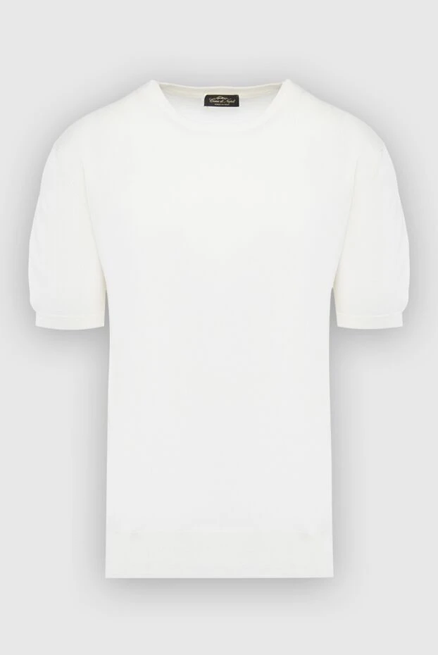 Cesare di Napoli man short sleeve jumper in silk and cotton white for men buy with prices and photos 153156 - photo 1