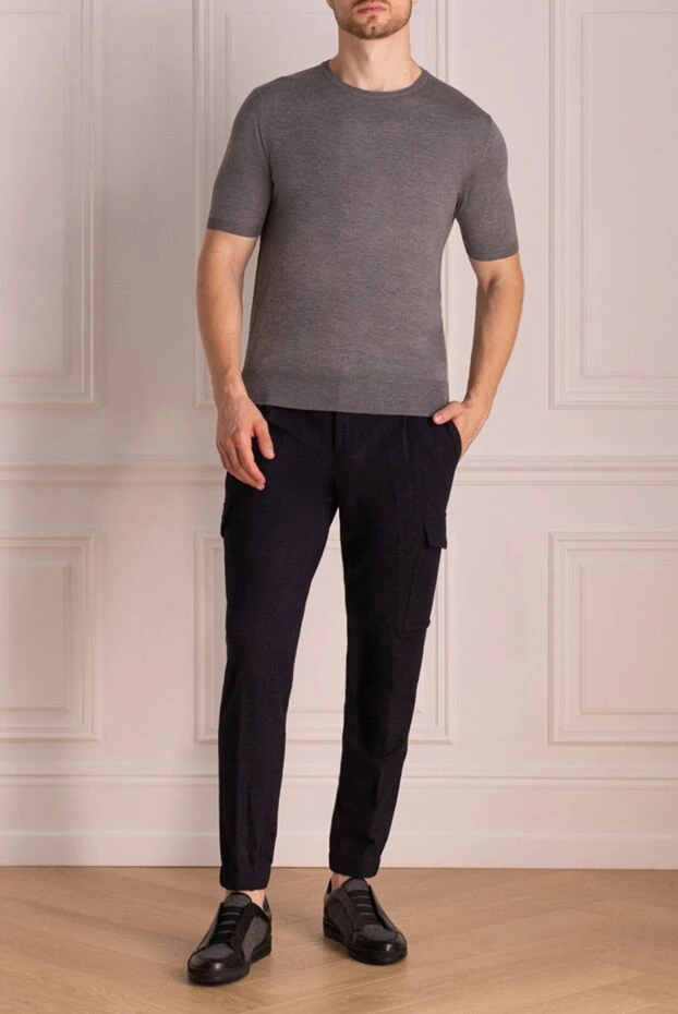 Cesare di Napoli man short sleeve jumper in silk and cotton gray for men buy with prices and photos 153159 - photo 2