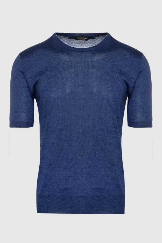 Cesare di Napoli man short sleeve jumper in silk and cotton blue for men buy with prices and photos 153161 - photo 1