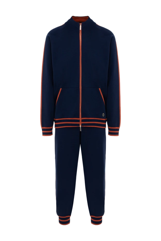 Костюм спортивный мужской из шерсти и шелка синий - фото 1
