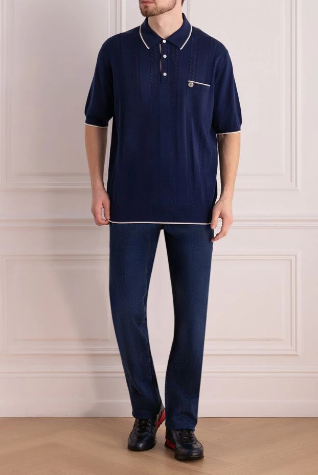 Stefano Ricci поло из хлопка синее мужское 153168 - фото 2