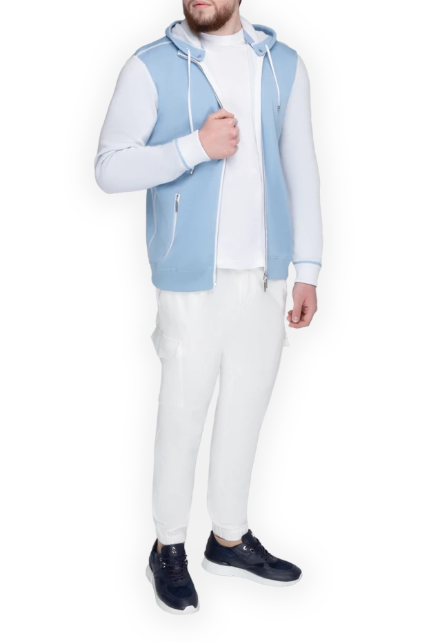 Stefano Ricci кофта спортивная из хлопка голубая мужская 153175 - фото 1