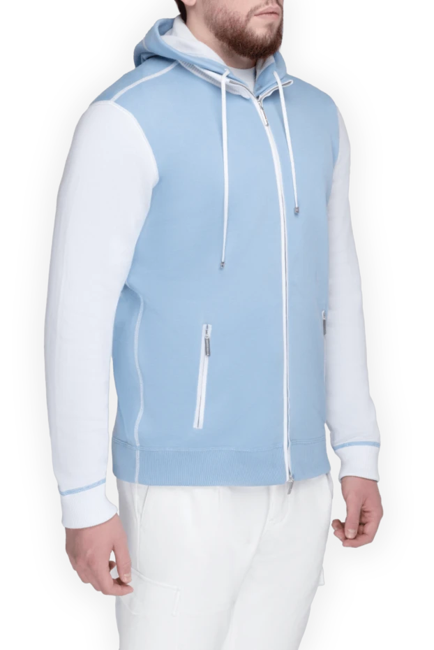 Stefano Ricci кофта спортивная из хлопка голубая мужская 153175 - фото 2